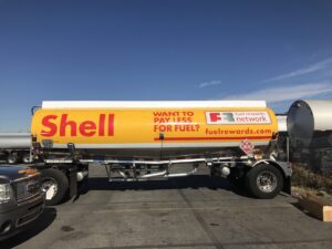 Shell banner on truck container